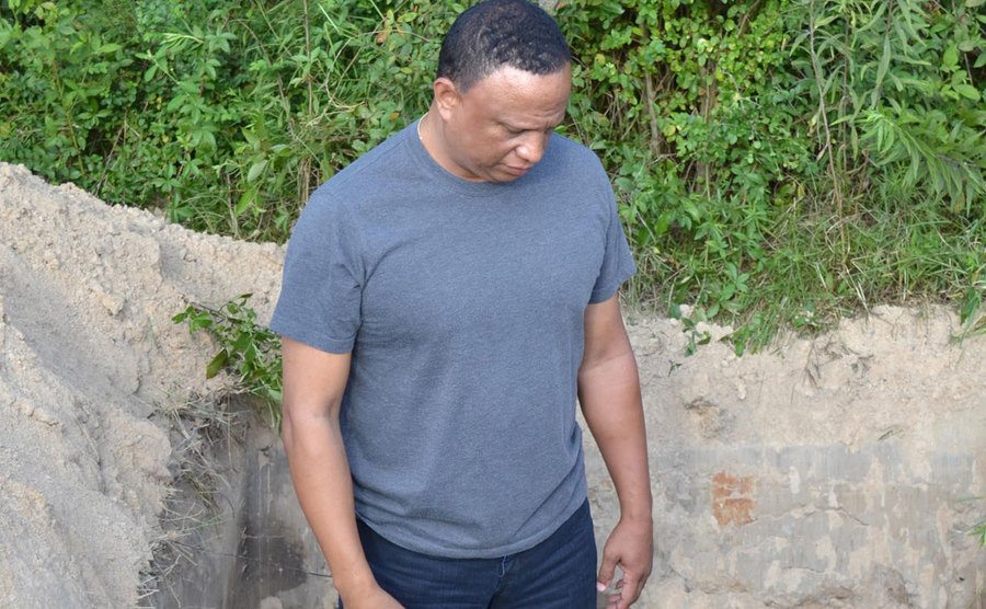 A picture of Ramon Sosa standing on his “dig site.”