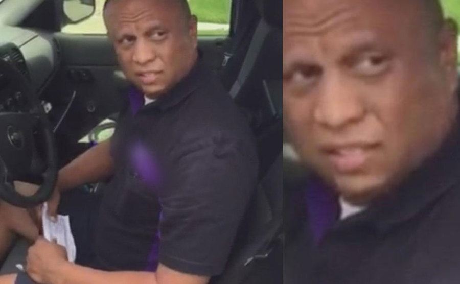 A photo of Sosa in his car after receiving the phone call.