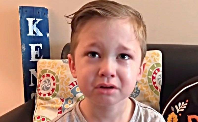 A picture of Cayden crying.