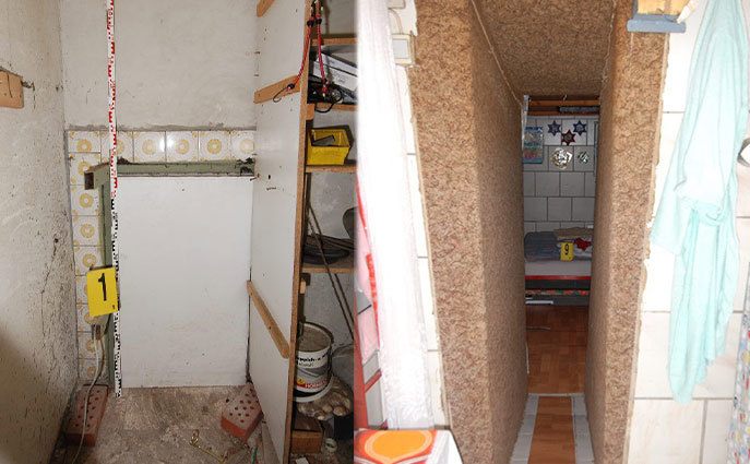 An image of the hidden room where Josef imprisoned his daughter.