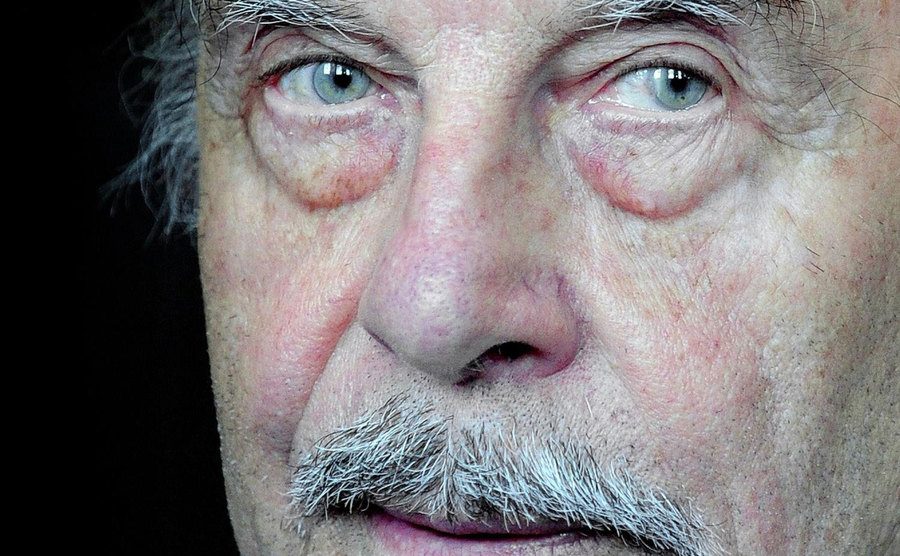 A closeup photo of Josef’s eyes during the trial.