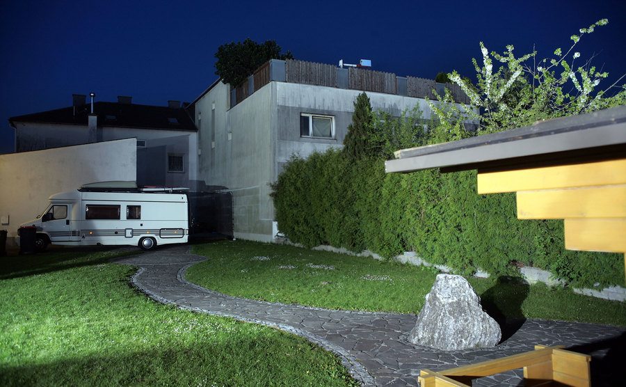 A general backside view of the Fritzl house.