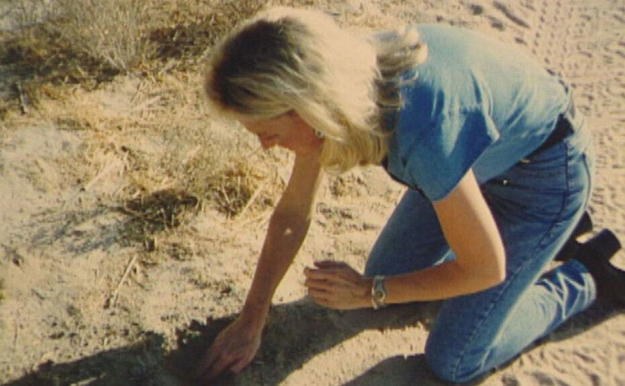 A picture of Erin out in the field.