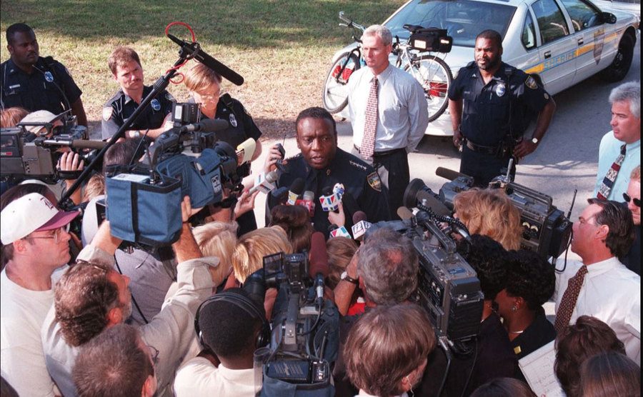 Jacksonville Sheriff officer holds a press conference.