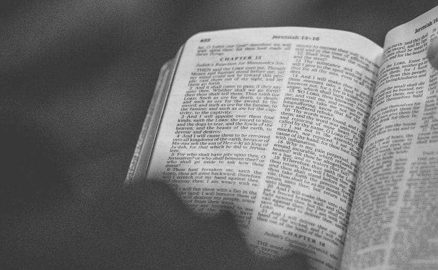 An image of an open Bible.