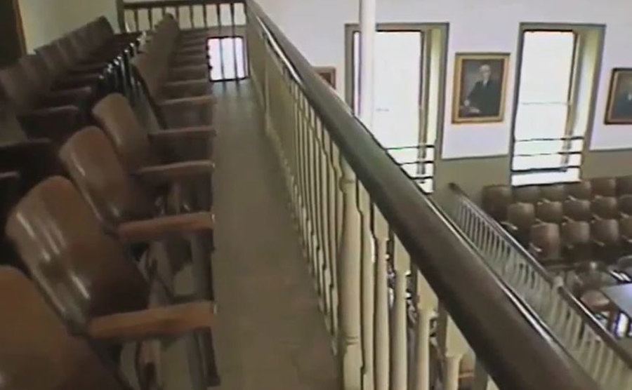 A still from the courtroom.