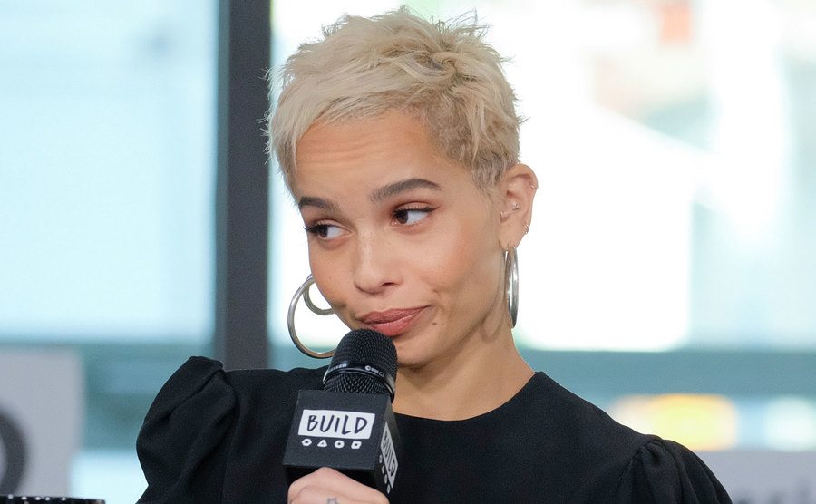 Zoe Kravitz talks during an interview. 