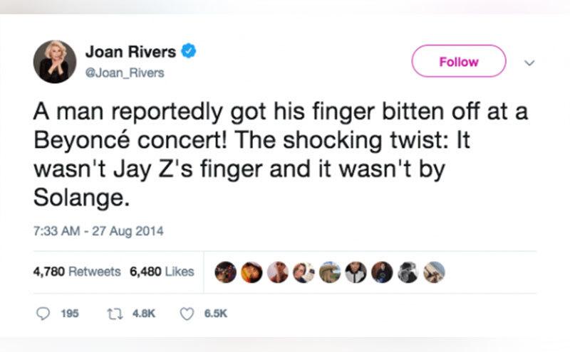 Joan Rivers’ final tweet.