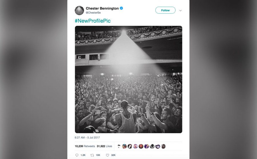 Chester Bennington’s final tweet.