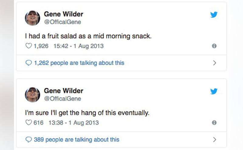 Gene Wilder’s final tweet.