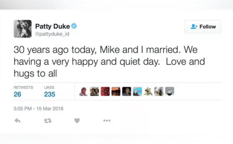 Patty Duke’s final tweet.