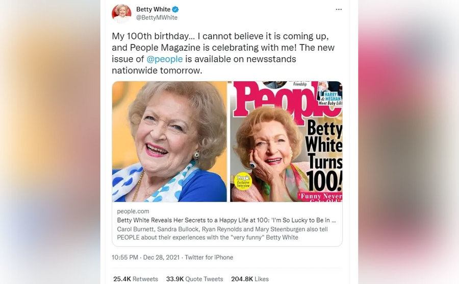 Betty White’s final tweet.
