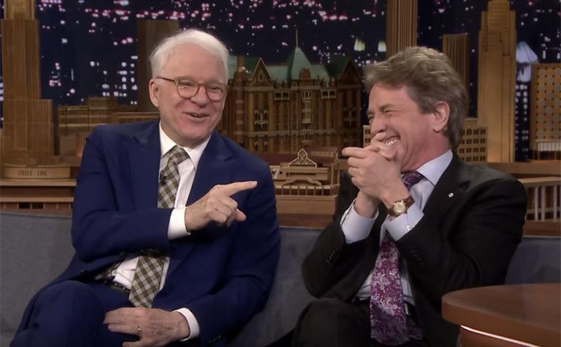 Steve Martin and Martin Short are cracking up on the set of The Tonight Show.