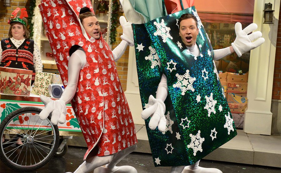 Justin Timberlake and Jimmy Fallon are doing a sketch on SNL.