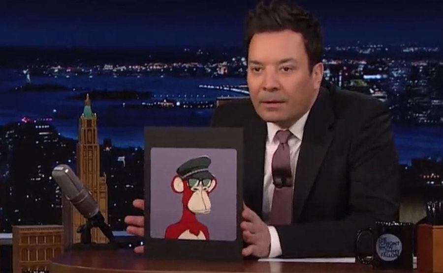 Fallon shows off a NFT that he got on the air.