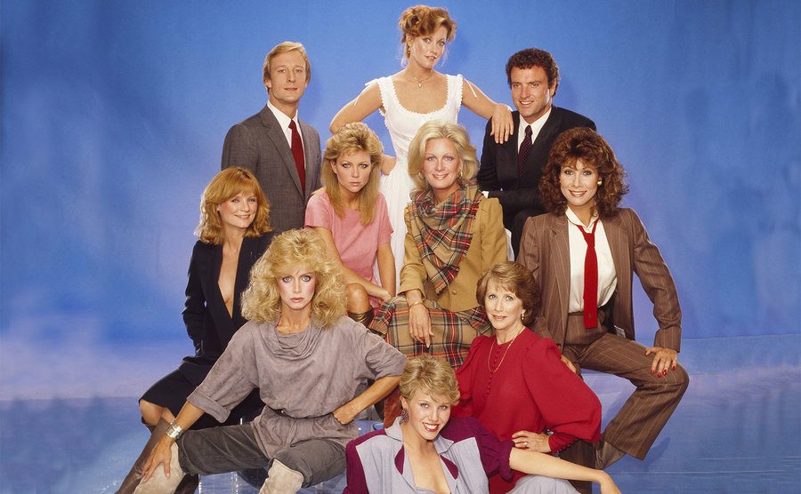 Cast of Knots Landing pose for a portrait