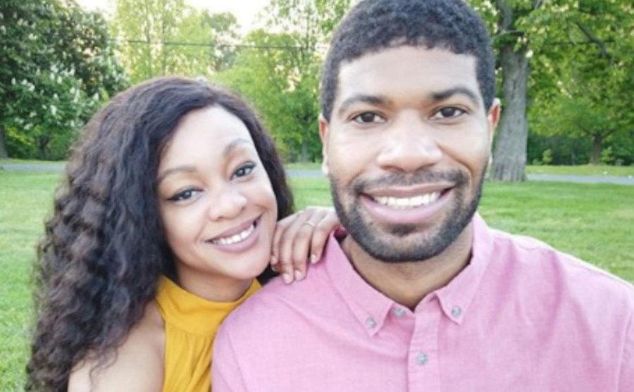 A selfie of Kristine Killingsworth and Keith Dewar at the park.