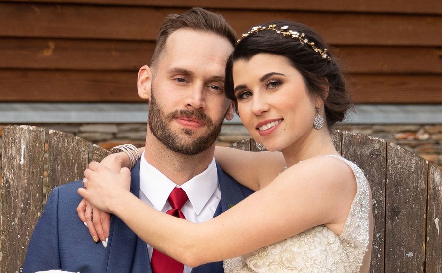 Matthew Gwynne and Amber Bowles on their wedding day.
