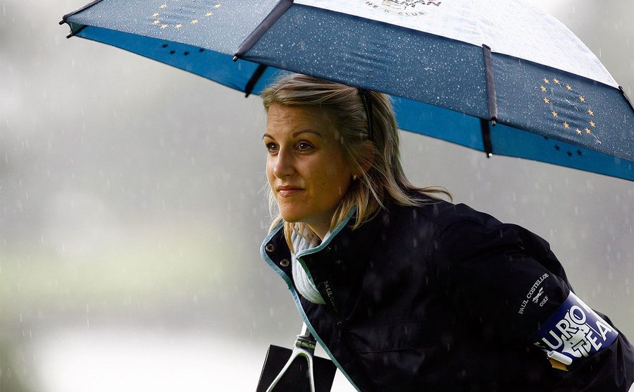 Emma Lofgren watches the action during the Ryder Cup.