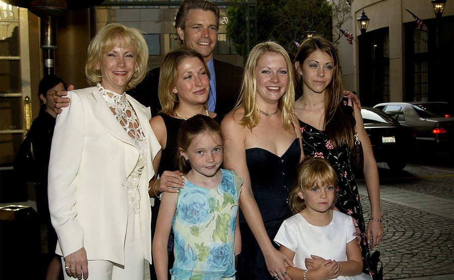 Melissa Joan Hart and family arrive at an event.