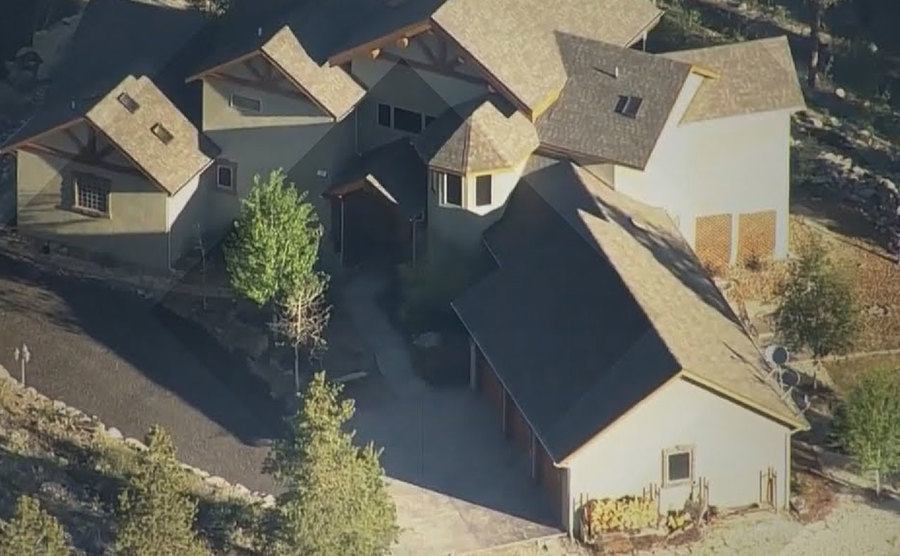 An aerial view of the Morphews home.