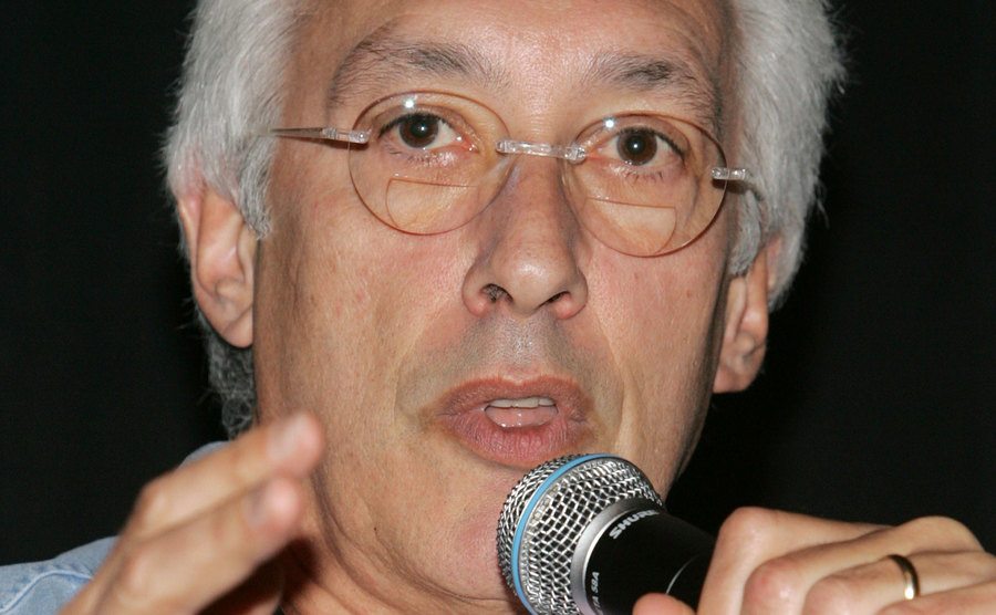 Bochco speaks to the media.