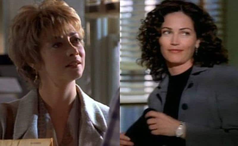 Sharon Lawrence is in a still from the show / Kim Delaney is in a scene from the show.