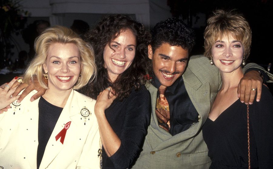 A dated picture of Gail O'Grady, Amy Brenneman, Nicholas Turturro, and Sharon Lawrence.