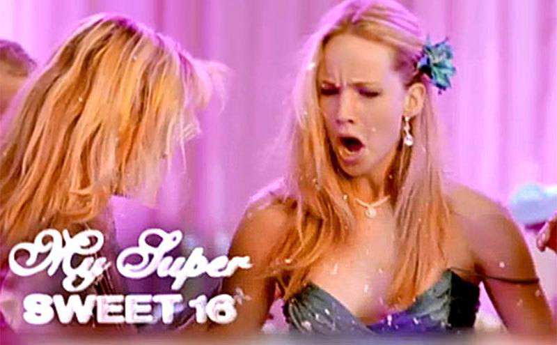 Jennifer Lawrence is having a meltdown in a My Super Sweet 16 ad.