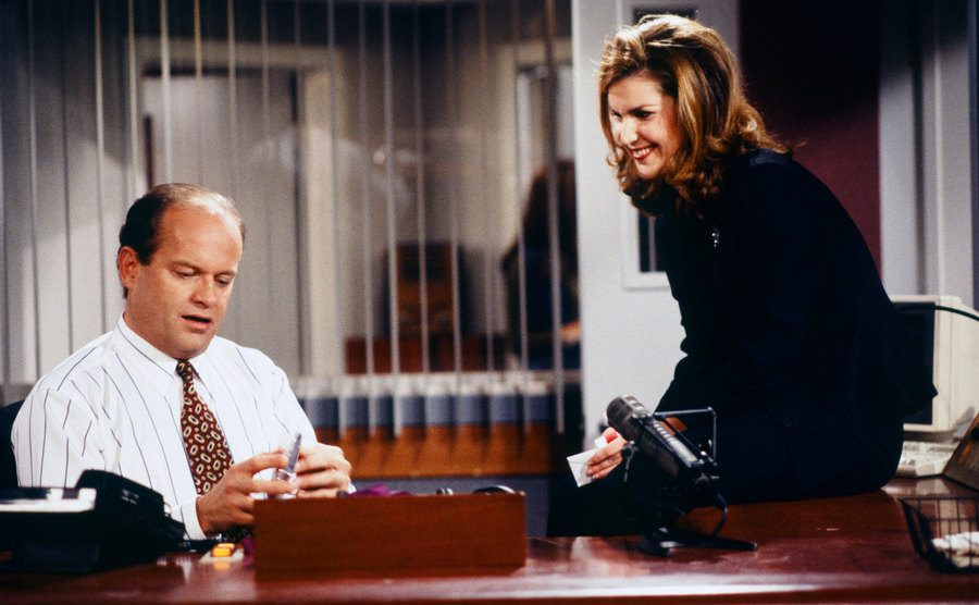 Kelsey Grammer and Peri Gilpin in a still from Frasier.