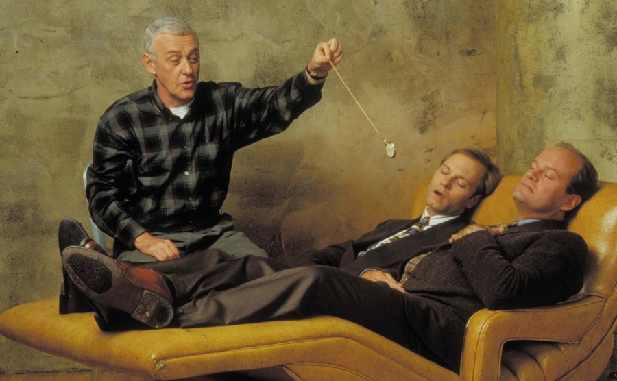 Mahoney is hypnotizing Grammer and Pierce.