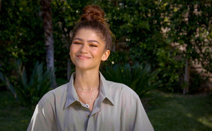 Zendaya speaks during a live stream.