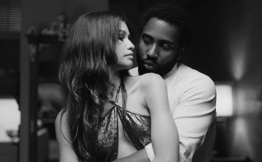 Zendaya and John David Washington in a scene from Malcom and Marie.