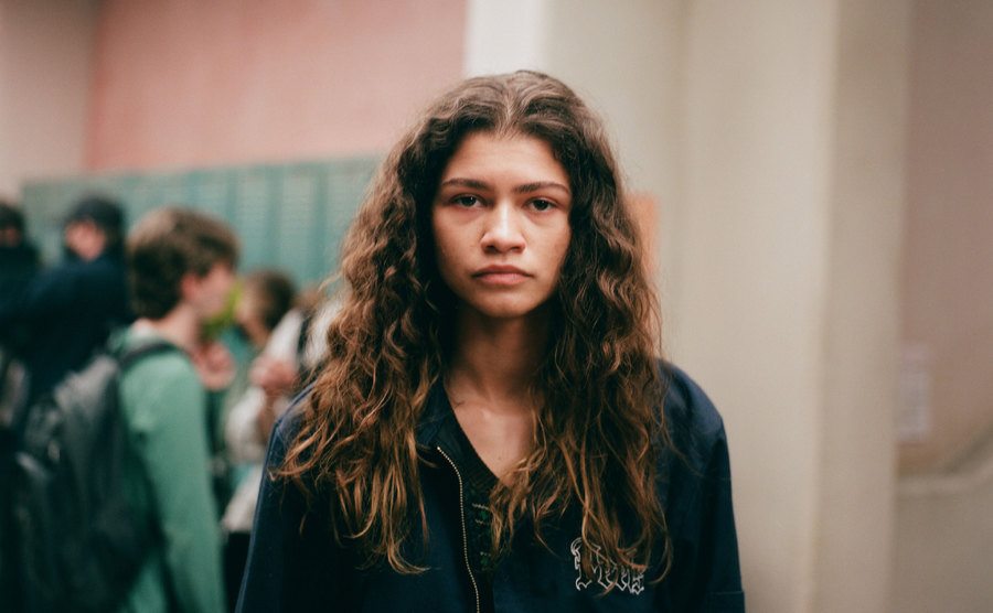 Zendaya is on the set of Euphoria.