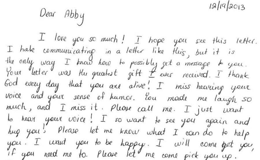 A photo of a letter Zenya sends in response.