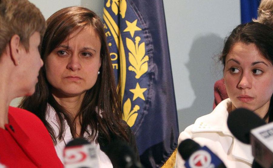 Zenya addresses the press after her daughter’s return.