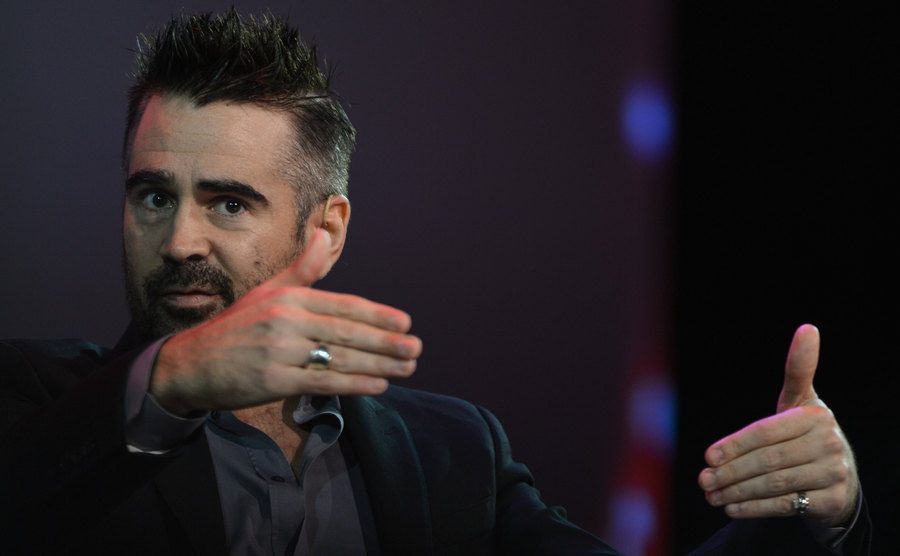 Farrell speaks during an interview.