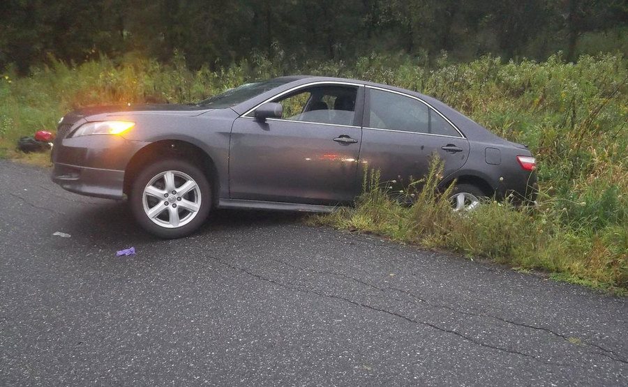 A photo of the car at the sideroad.