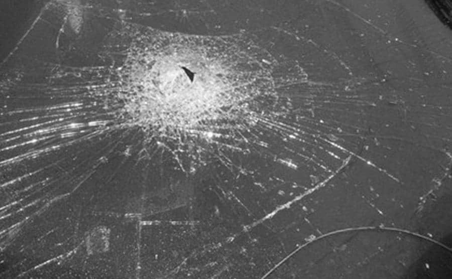 An image of the windshield of the Kendhammer’s car.