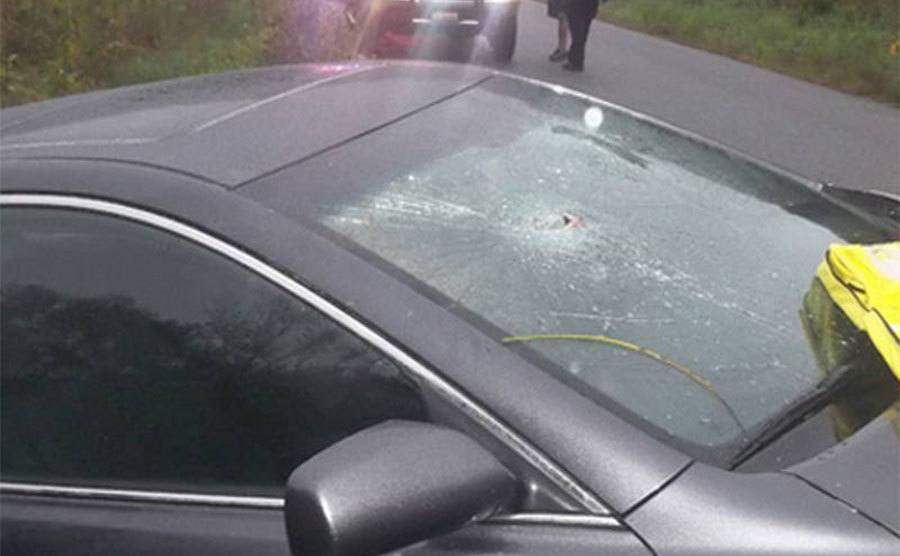 An image of Todd’s car by the road.