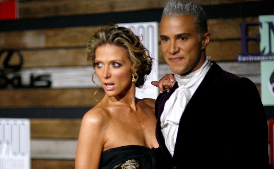 Debbie Matenopoulos and Jay Manuel pose for the press.