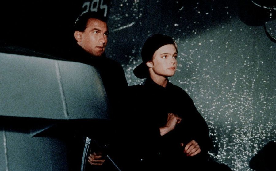 Eleniak and Seagal in a still from Under Siege.