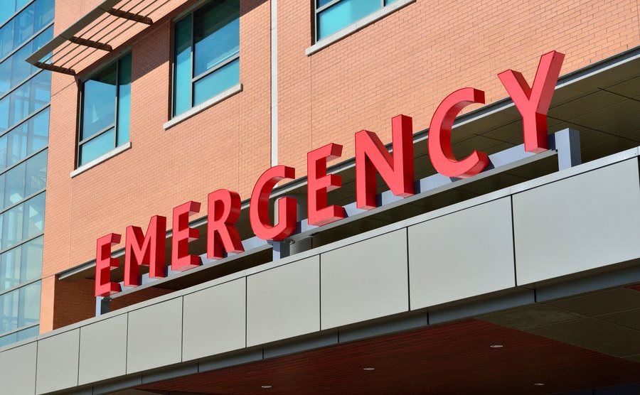 An exterior shot of a hospital.