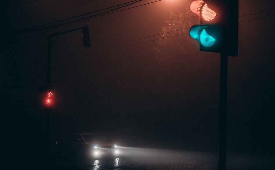 An image of an empty street at night.