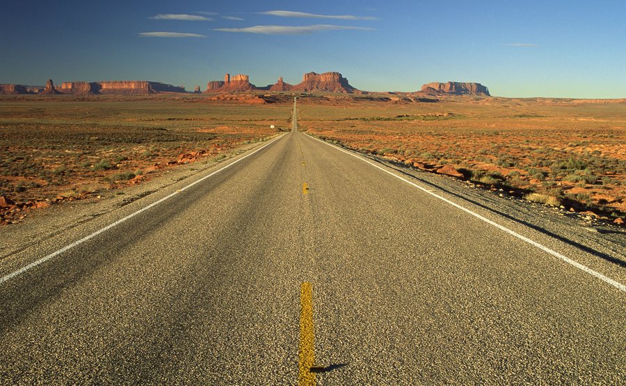 A photo of a desert highway.