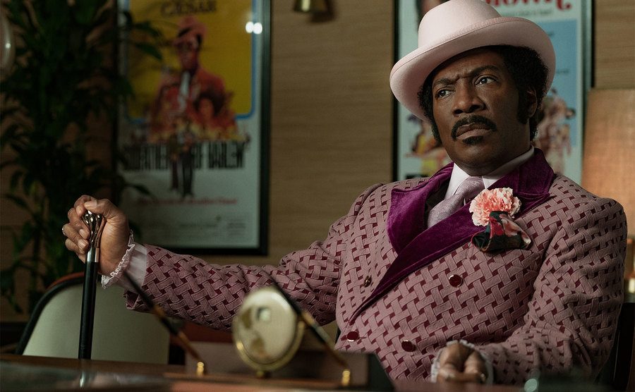 A still of Eddie Murphy as Rudy Ray Moore. 