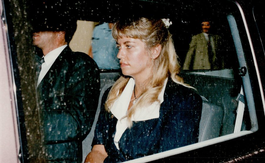 A photo of Karla Homolka on her way to court.