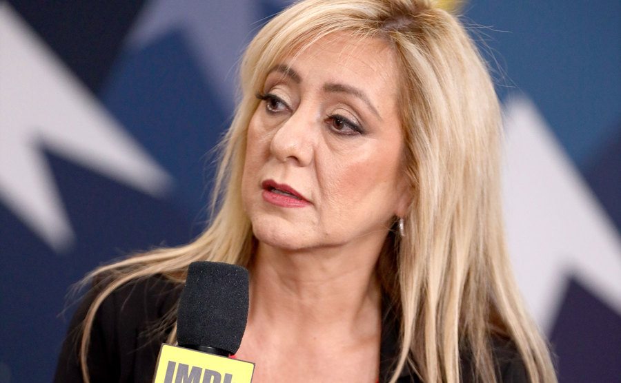 Lorena speaks during an interview.