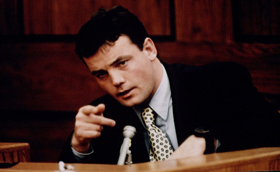 A photo of John Bobbit testifying in court.
