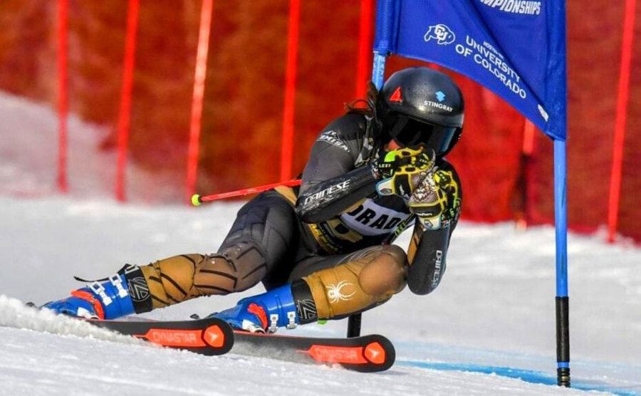 Molly Bloom skies down the slopes.